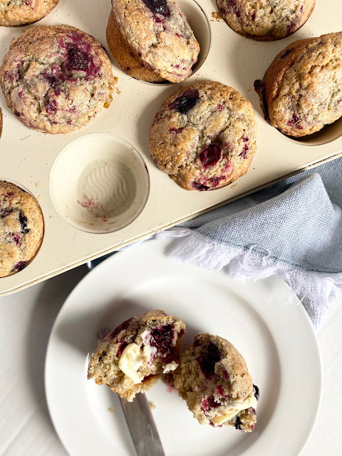 triple berry sour cream muffins #sweetsavoryeats