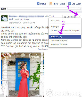 Cách xoá tag ảnh và status trên Facebook