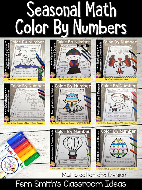 Click Here to See My Best Selling Multiplication and Division Seasonal Color By Numbers