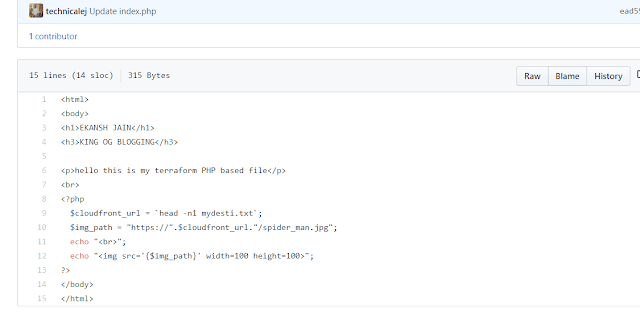 Github Code of index.php file
