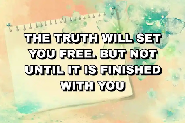 The truth will set you free. But not until it is finished with you