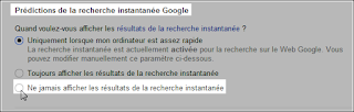 Prédictions de la recherche instantanée Google