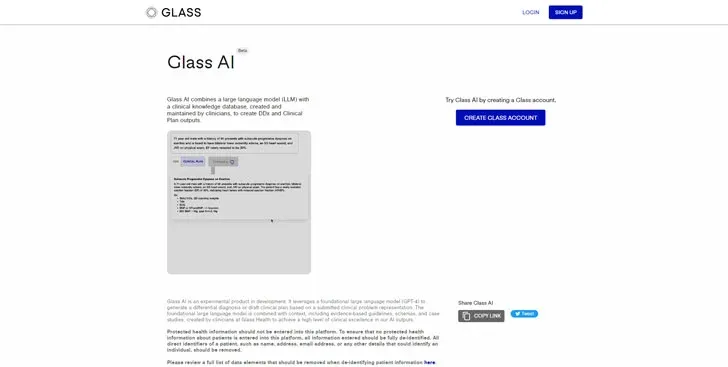 AI Healthcare Medical Care Website Glass AI