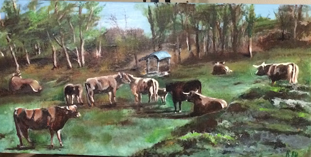 peinture de vaches, à Paussac, en Dordogne