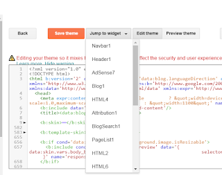 How to Remove Locked Widgets in a Blogger Blog - Go to Jump to Widget in Theme Edit HTML