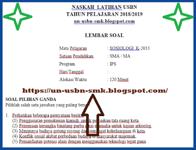 https://soalsiswa.blogspot.com - Soal USBN Sosiologi SMA MA Ilmu Sosial K13 Tahun 2019