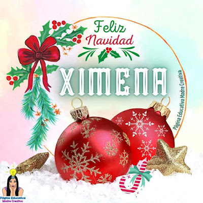 Solapín navideño del nombre Ximena para imprimir