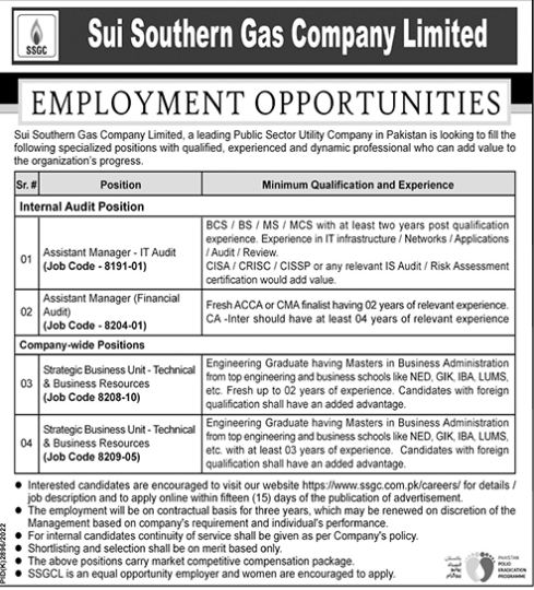 Sui Southern Gas Company Limited SSGC Job