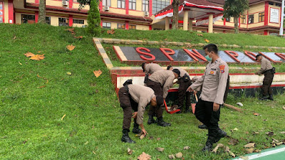 Siswa SPN Polda Banten Laksanakan Manajemen Kebersihan