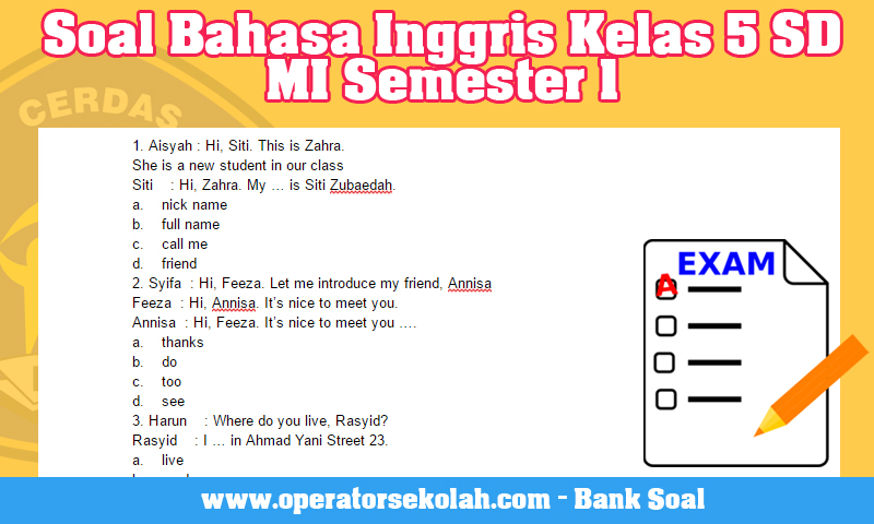 Contoh Soal Sd Kelas .Contoh Soal Latihan Bahasa Indonesia 