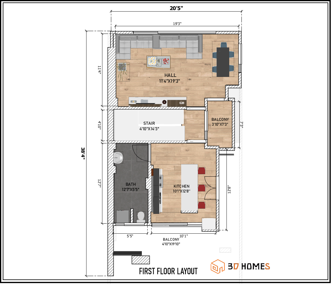 3D Home Design | 20x40 House Design | 20x40 House Plan with Car Parking | 2 BHK | Interior Design