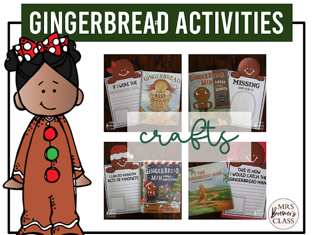 FREE Gingerbread Man and Gingerbread Girl writing craft with templates and headers for Kindergarten and First Grade