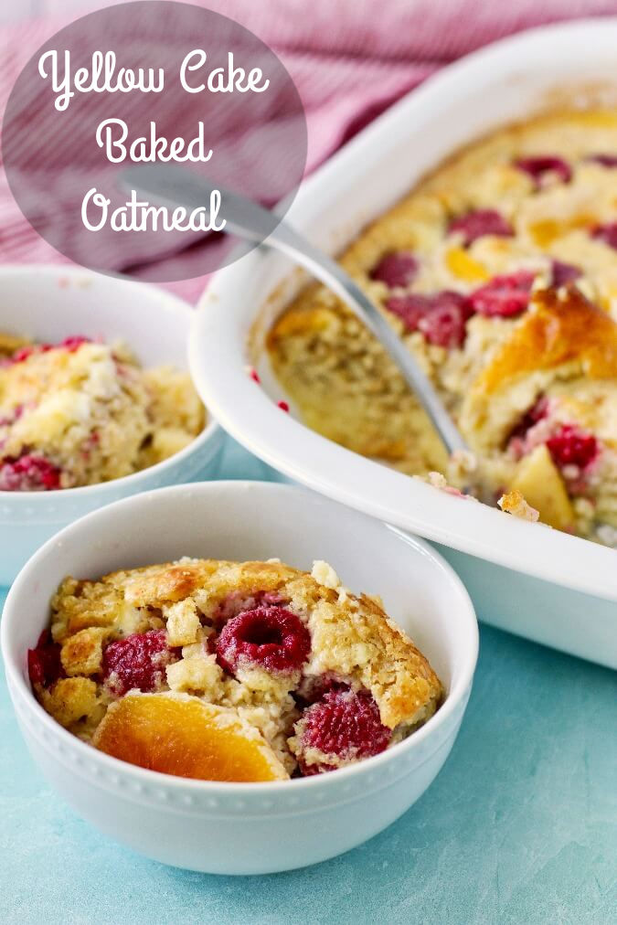 Yellow Cake Baked Oatmeal serving