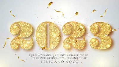 Feliz Ano Novo 2023 Números 3d Dourados Com Frases
