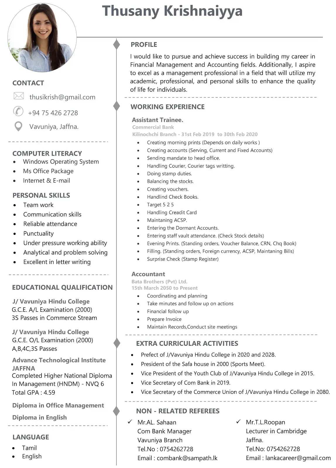 Lanka Career CV-06