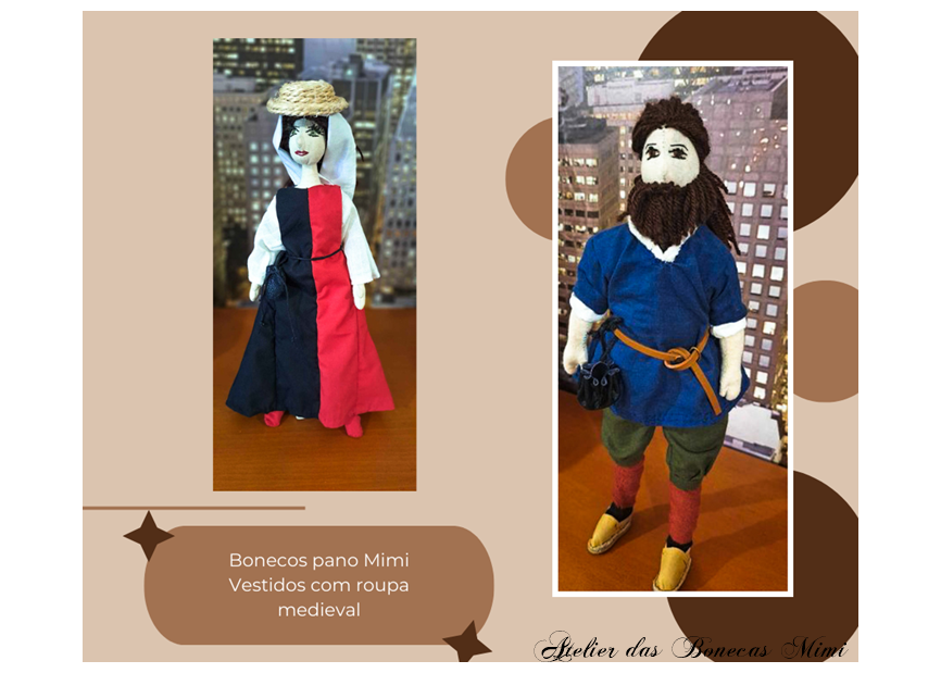 Boneco de pano Mimi - Traje medieval