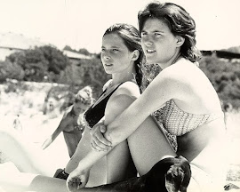 Rossellini with her sister, Isotta, on a  Sardinian beach in 1960