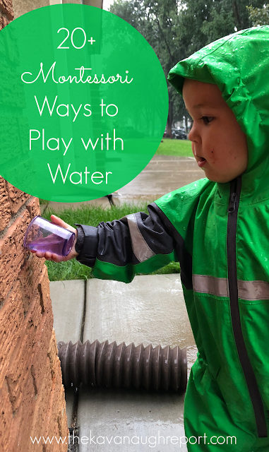 20+ Montessori ways to play with water with your child in your home - practical life ideas including water.