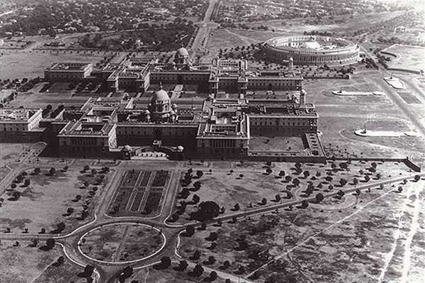 Old India Photos - Indian Parliament - Aerial view