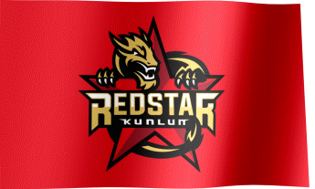 The waving fan flag of HC Kunlun Red Star with the logo (Animated GIF)