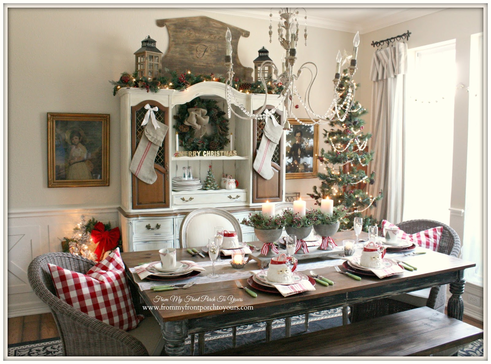 French Farmhouse Vintage Christmas Dining Room- From My Front Porch To Yours