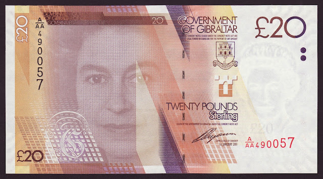 Gibraltar Banknotes 20 Pounds banknote 2011 Queen Elizabeth II