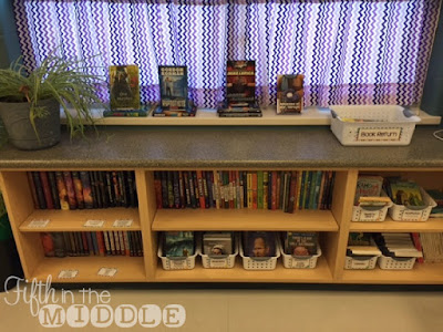 Organizing your books by author and series help students find what they're looking for. Organize random titles in genre or reading level baskets.
