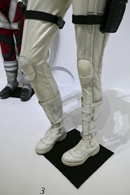 Black Widow white film costume legs detail