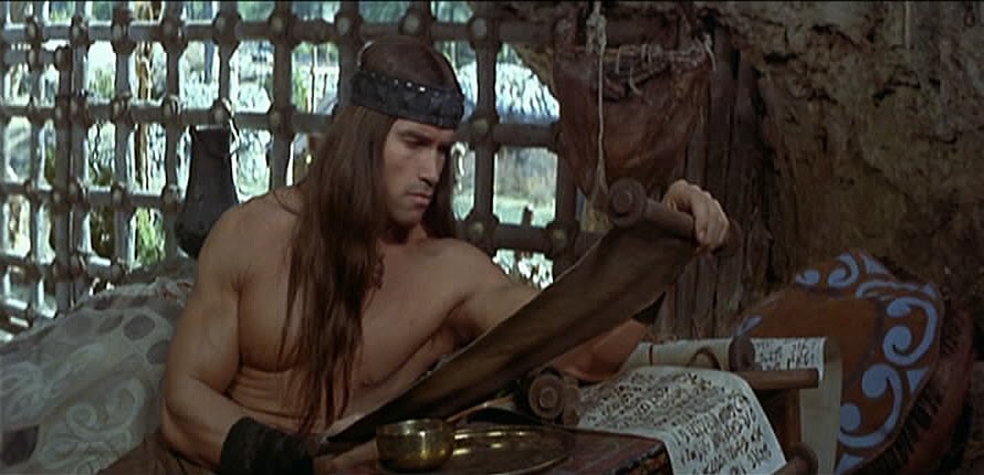 Conan the Barbarian Contrary to the monosyllabic illiterate brute of 