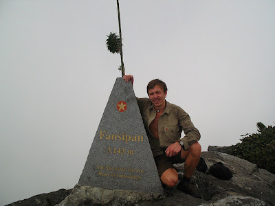 A mountain climber at Fansipan Peak