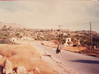 Pefkos 1987: this is the main street and demonstrates the isolated and rural nature of the resort when David Gilmour purchased Villa Anamaria in 1974