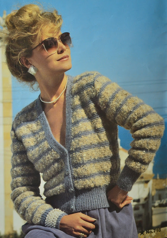 Vintage 1980s Wendy Knitting Pattern -  Lady's Striped Cardigan, Pattern No 718