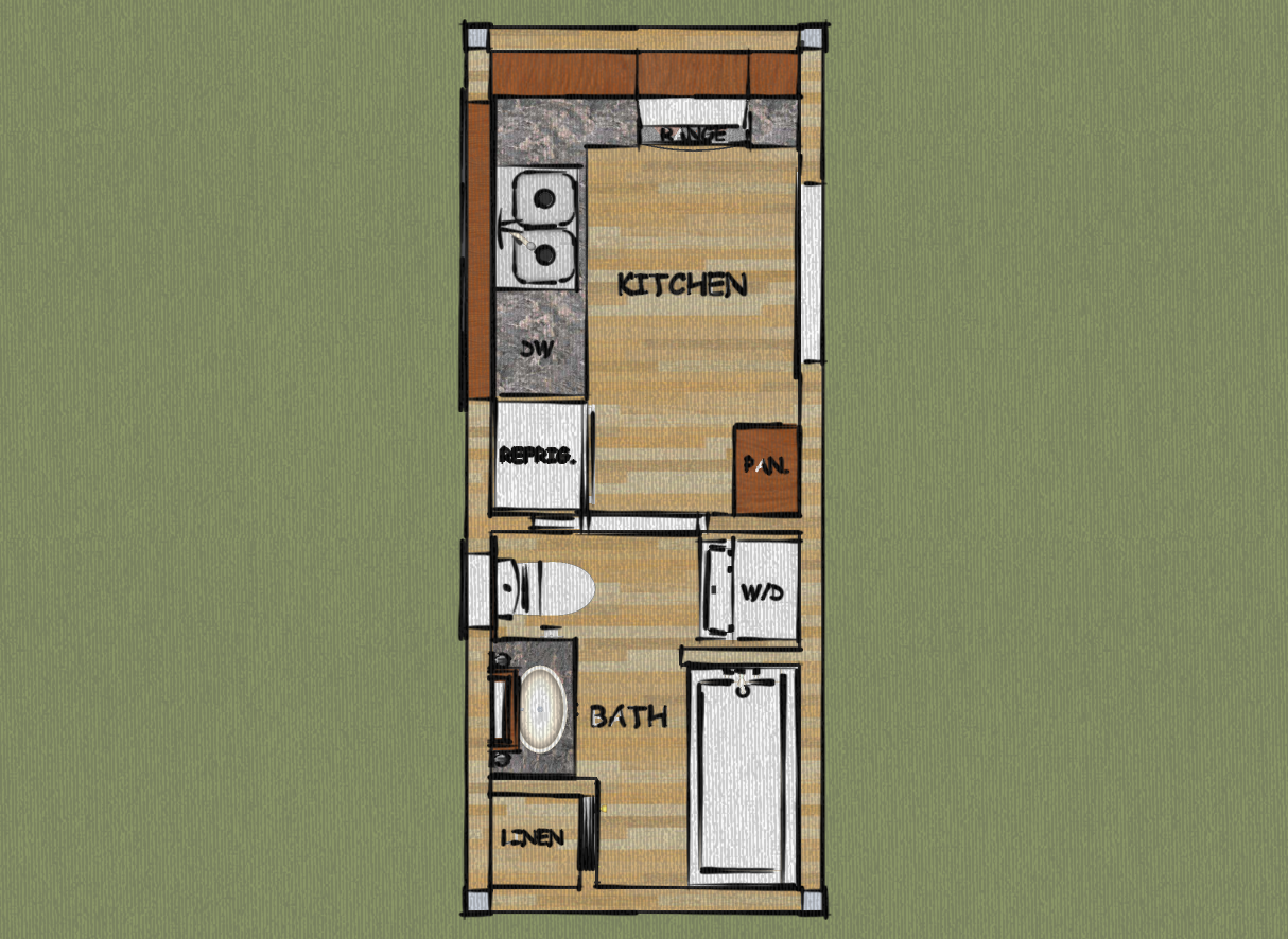 Container Home Blog: 8'x20' Kitchen / Bathroom / Laundry Unit