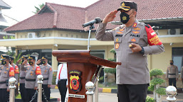 Kapolres Indramayu Pimpin Upacara Korp Raport Kenaikan Pangkat Pengabdian Personel Polres Indramayu