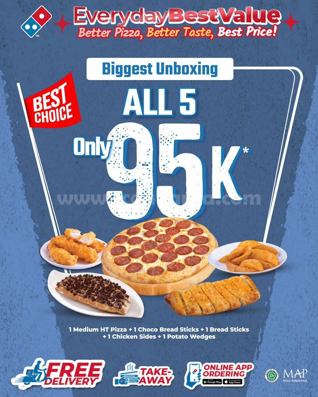 DOMINO’S PIZZA Promo BIGGEST UNBOXING – 5 Menu cuma 95RIBU