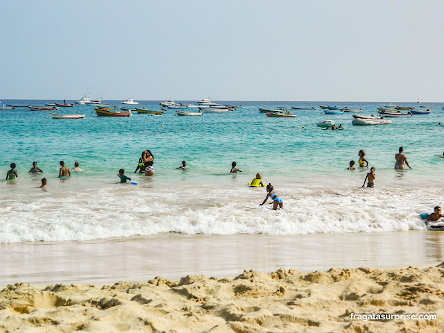 Praia de Santa Maria na Ilha do Sal em Cabo Verde