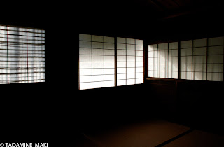 Shoji, a thin-papered window, in a house for tea ceremony, at Daitokuji Temple, in Kyoto, Japan