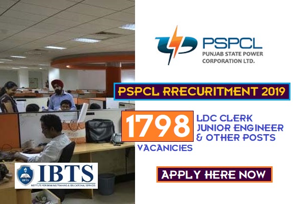 PSPCL Recruitment 2019 - Apply Online for 1798 LDC & JE & Other Posts