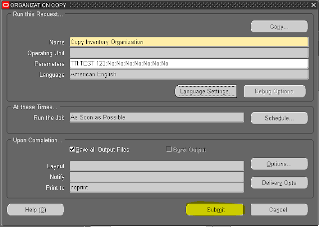 Steps to Copy and create New Inventory Organization