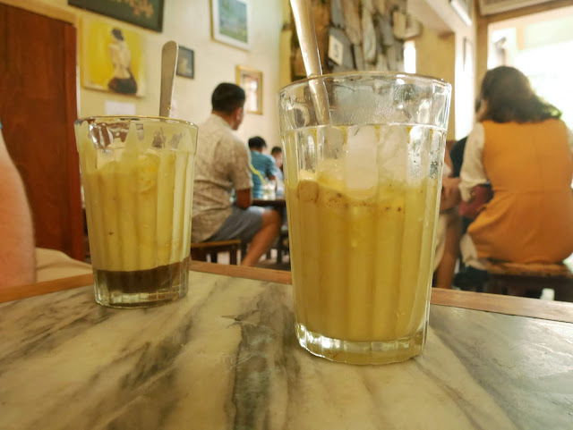 Egg with Vietnamese coffee (left) and Egg with chocolate (right)