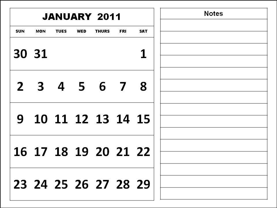 january calendars 2011. January 2011 Printable