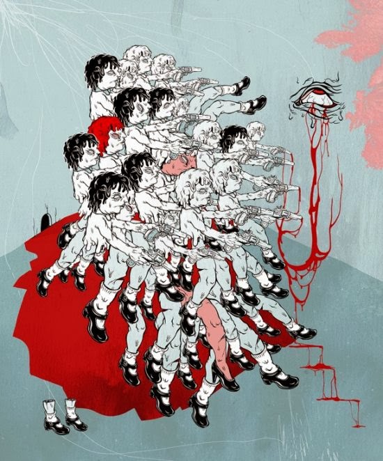 Elif Varol Ergen illustrations bizarre grotesque violence children abuse blood monsters