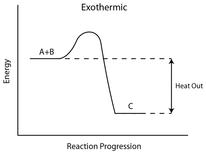 Energy level diagram of an exothermic reaction