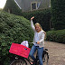 Photo: Heir to the Netherland throne, Princess Amalia rides a bike to school