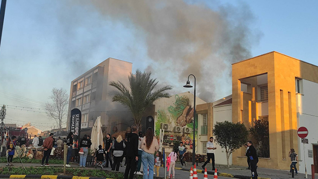 Fire breaks out in a Cafe in Lefkosa