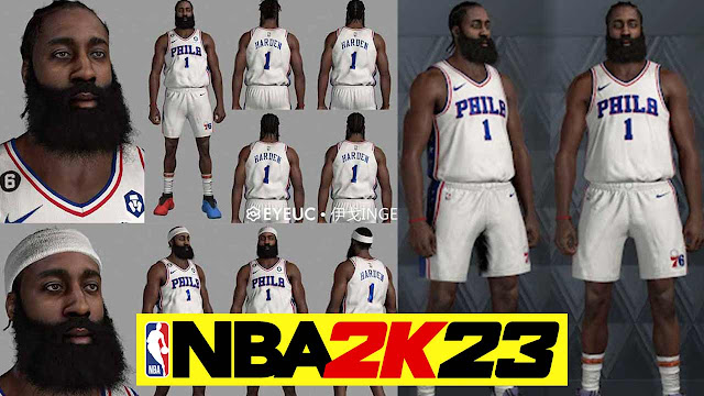 NBA 2K23 James Harden Cyberface & Body (4 Hairstyles)