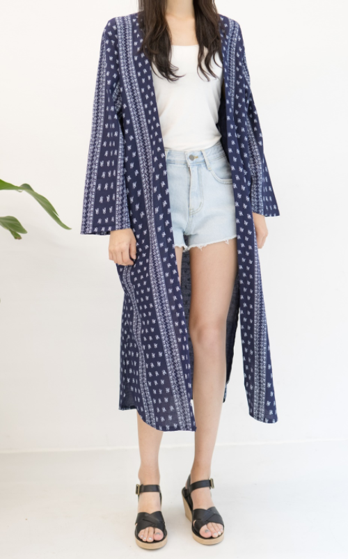 Patterned Calf-Length Robe