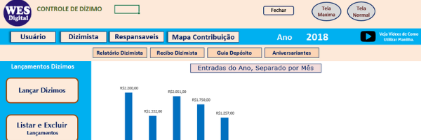 Planilha Excel Dízimos com Mapa Financeiro