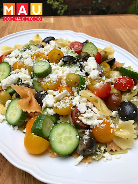 ensalada pasta griega receta mau cocina de todo