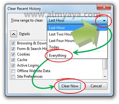  Gambar: Menghapus semua history di Mozilla Firefox